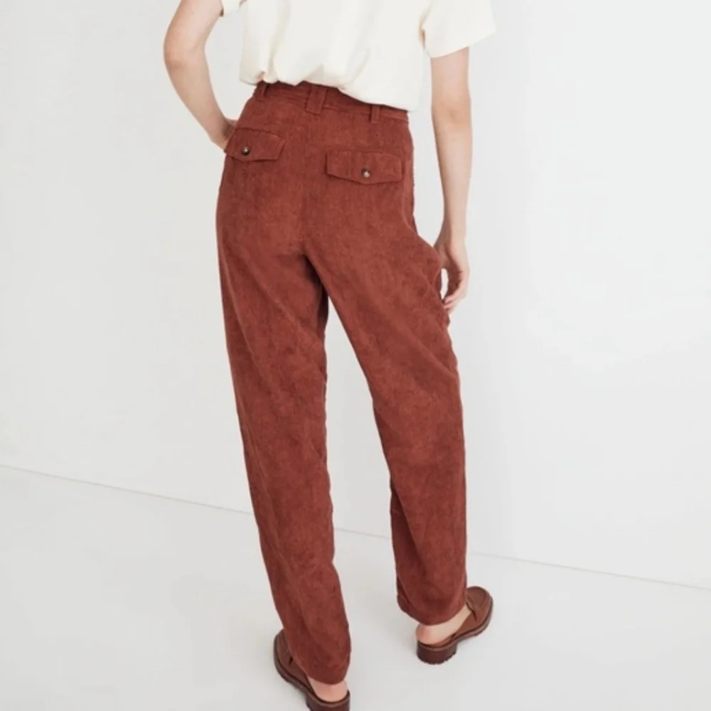 Madewell Corduroy High-Rise Tapered Pants Size 10 Dusty Redwood - Picture 4 of 15